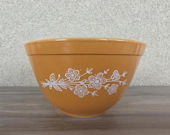 Bol mezclador PYREX Butterfly Gold de 1 cuarto de galón, diseño renovado, 401, estilo moderno de mediados de siglo - Cocina retro