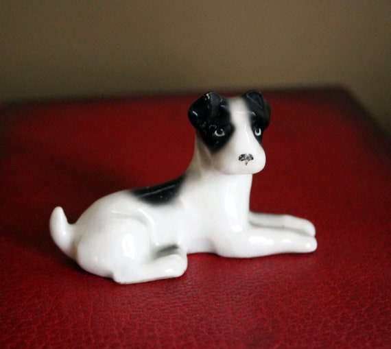 Bull Terrier Whiite Black Spot Dog Trinket Box or Figurine