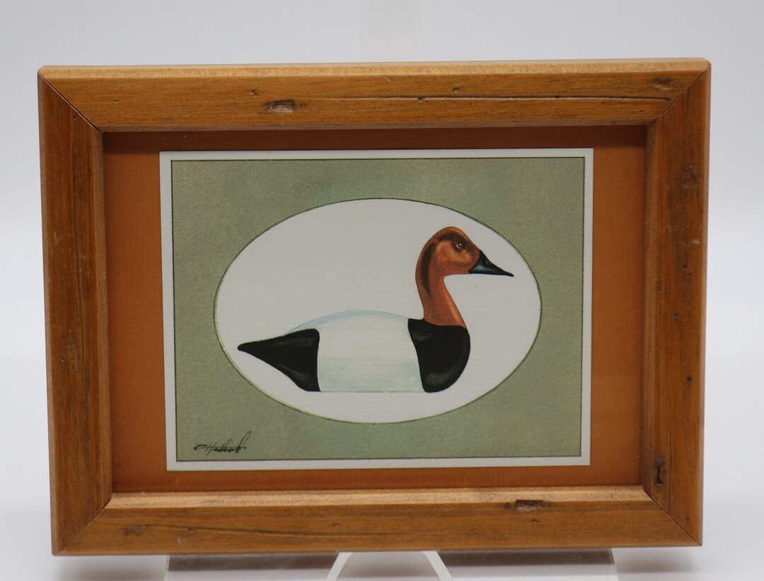 Beautiful Wood Framed DUCK Decoy Matted Artist Signed Frank Hulick 6 H
