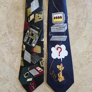 Retro Men's COMPUTER Themed Neck Tie Lot Neckwear - Great Gift for a Self-Proclaimed Nerd/Geek Programmer Coder IT Guy Teacher! Y2K