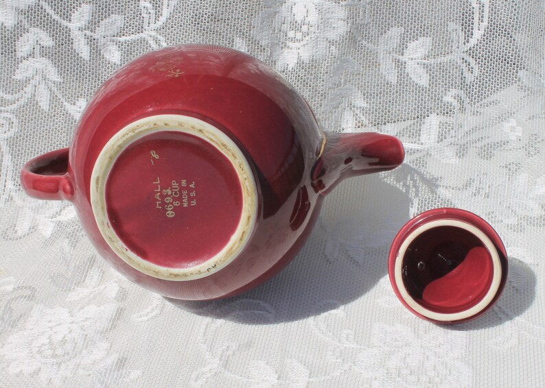 Vintage HALL TEAPOT 6cup Made in USA Maroon Dark Mauve Etsy