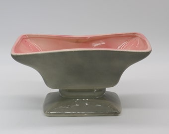 Vintage Art Pottery - Grey and Pink Royal Windsor Flower Vase/Succulent Planter - Mid Century Modern Shabby Cottage Chic USA Modernist
