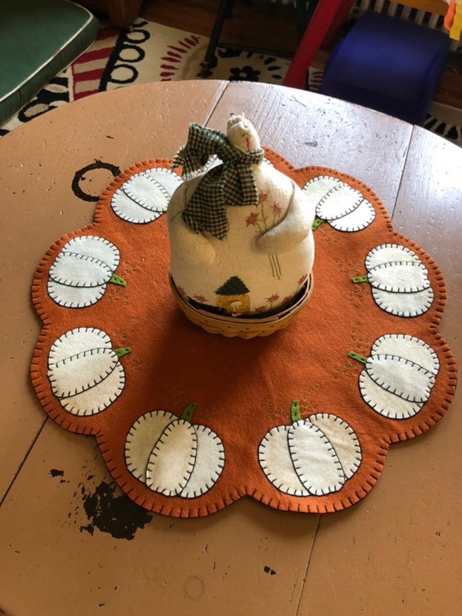 Wool Felt Table Mat Measuring 18 Inches Across Orange With Etsy