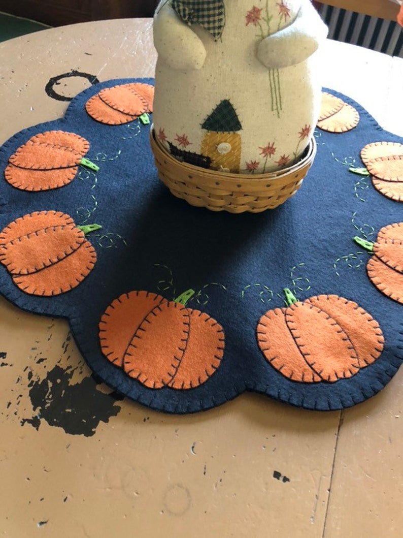 18 Inch Black Table Topper With Orange Pumpkins Around the Etsy