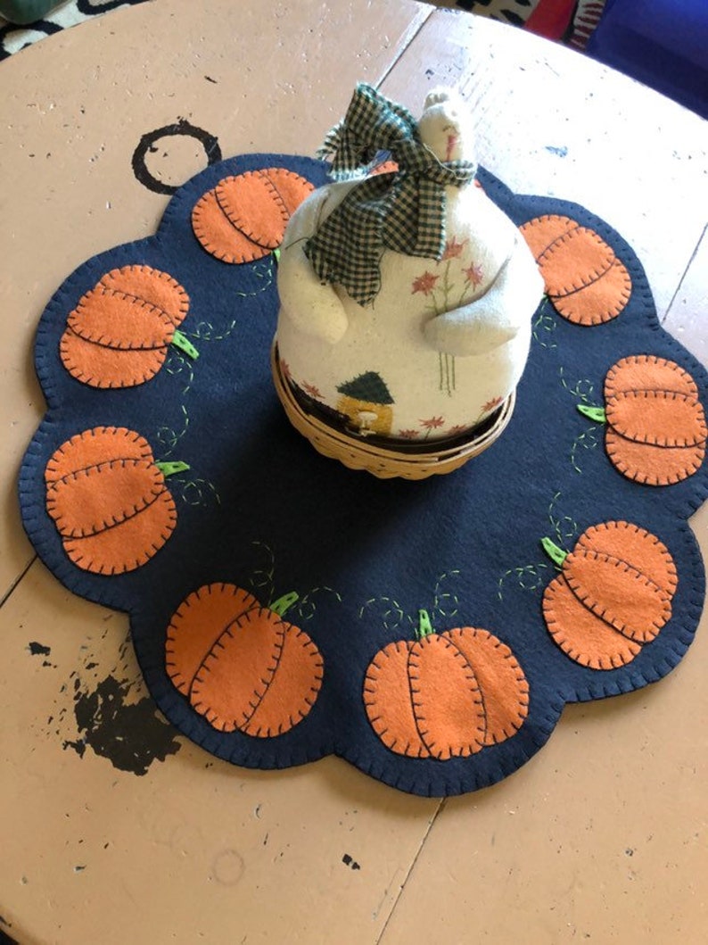 18 Inch Black Table Topper With Orange Pumpkins Around the Etsy