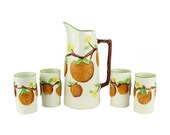 1960s Napcoware Juice Set, Svc for 4, Orange Juice Set