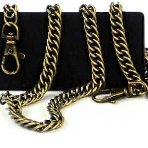 Long Double Link Purse Chain; 42&quot;/107cm  Antique Brass Chain with Lobster Swivel Hooks;Necklace @ MeiMei Supplies; Ready to Ship from USA