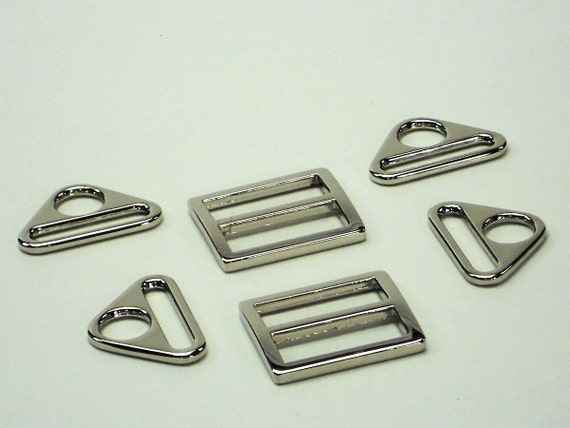 1 Inch Silver Purse Hardware, 6pc. Set Silver Triangular 2-hole Strap  Attachments, Bag Hardware Supplies Meimei Supplies in USA 