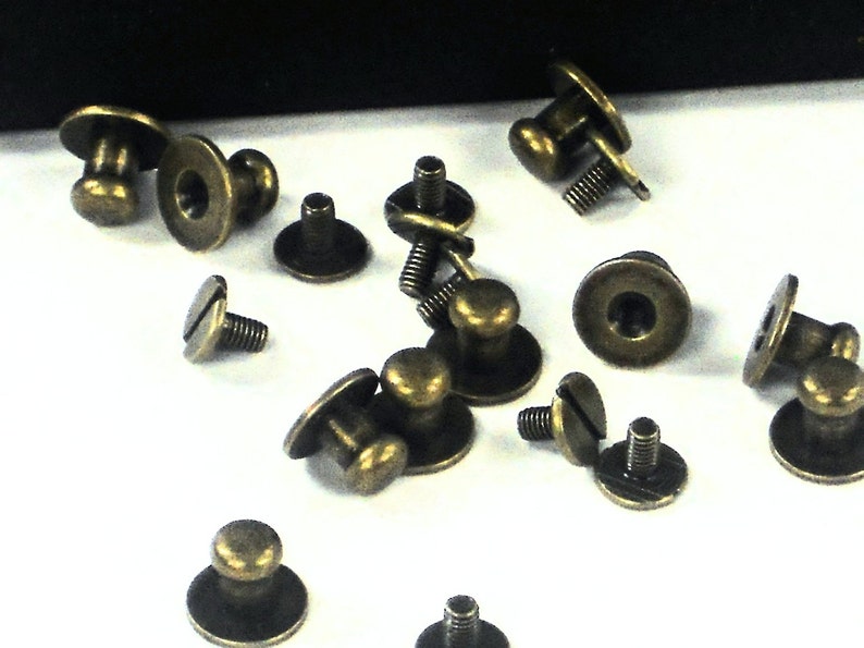 6mm Antique Brass 10pc Set Screw Rivets Screw On Rivets Etsy