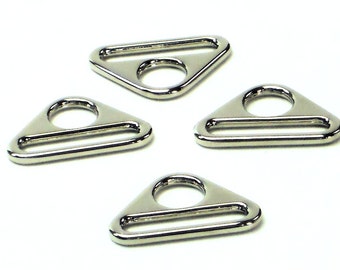 1"  Triangle D-Rings 4-pc Set in Silver or Antique Brass Color, One Inch Strap Attachments, Purse Hardware Supplies @ MeiMei Supplies in USA