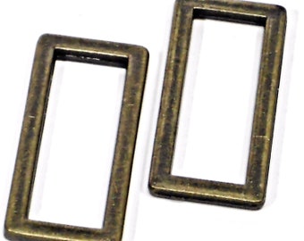 Rectangle D-Rings, 4pcs of 1.5" Antique Brass Strap Connectors, Leather Craft Bag Supplies @ MeiMei Supplies in USA, Ready to Ship