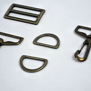 1.5 Swivel Hooks 1 D-Rings 1.5 Strap Slide,Purse Hardware Set, Antique Brass Bag Hardware, Bag Making Supplies MeiMei Supplies, USA image 3
