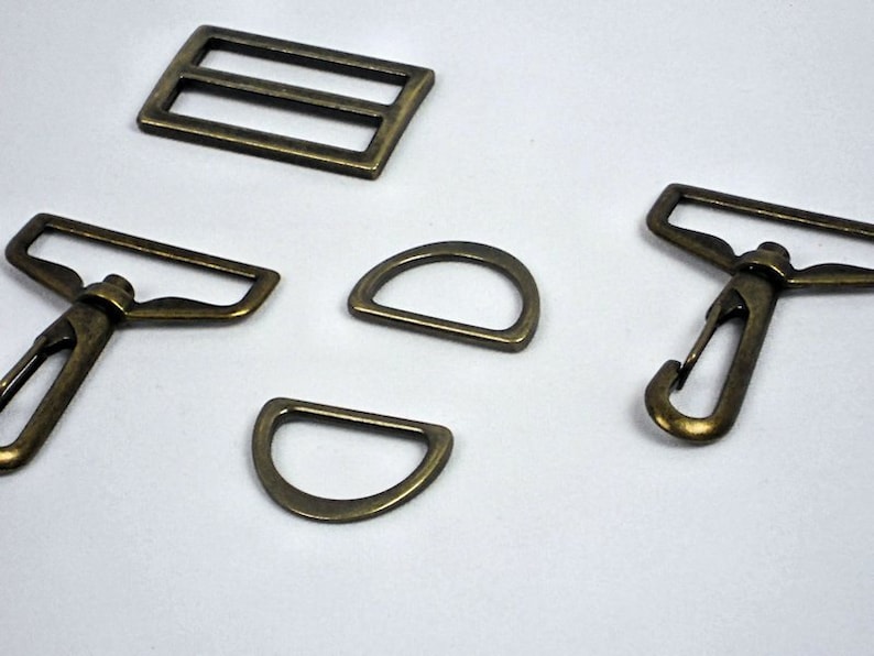 1.5 Swivel Hooks 1 D-Rings 1.5 Strap Slide,Purse Hardware Set, Antique Brass Bag Hardware, Bag Making Supplies MeiMei Supplies, USA image 3