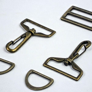 1.5 Swivel Hooks 1 D-Rings 1.5 Strap Slide,Purse Hardware Set, Antique Brass Bag Hardware, Bag Making Supplies MeiMei Supplies, USA image 2