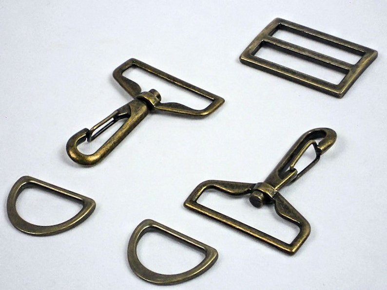 1.5 Swivel Hooks 1 D-Rings 1.5 Strap Slide,Purse Hardware Set, Antique Brass Bag Hardware, Bag Making Supplies MeiMei Supplies, USA image 2
