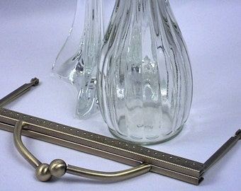 19cm Clutch Purse Hinged Frame with Metal Handle, Sew On Straight Clutch Frame