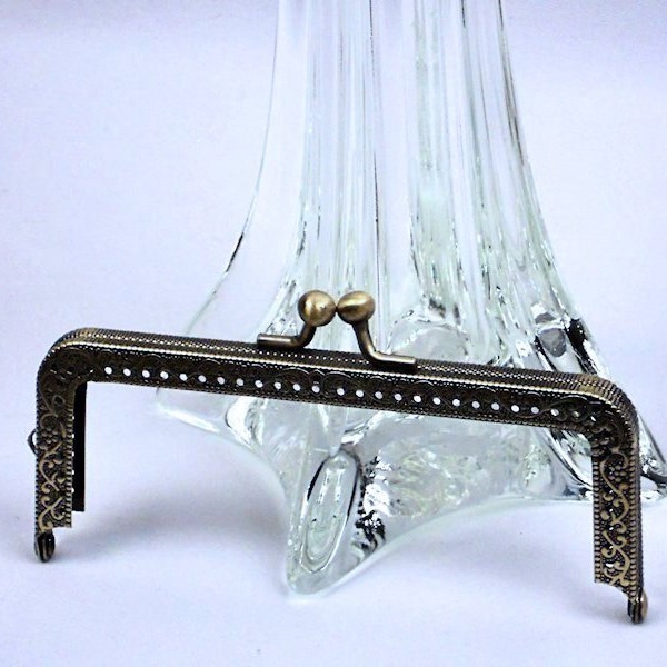 12cm Rectangle Purse Frame, 4.75 inch Antique Brass  Metal Sew-In Small Purse Frame, Purse Supplies @ MeiMeiSupplies in USA