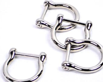 3/4" Silver D-Rings, 4pc Set of Purse Hardware,  Screw-In D RINGS in Horseshoe Shape, Bag Hardware @ MeiMei Supplies in USA, Ready to Ship