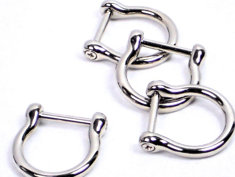 3/4 Silver D-Rings, 4pc Set of Purse Hardware, Screw-In D RINGS in Horseshoe Shape, Bag Hardware MeiMei Supplies in USA, Ready to Ship image 1