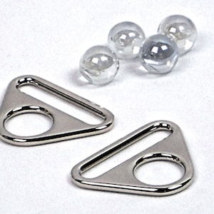 Silver or Antique Brass Colored Triangular D-Ring Purse Strap Connectors, 1.5 inch, 2-Hole, Bag Hardware (2pc set)