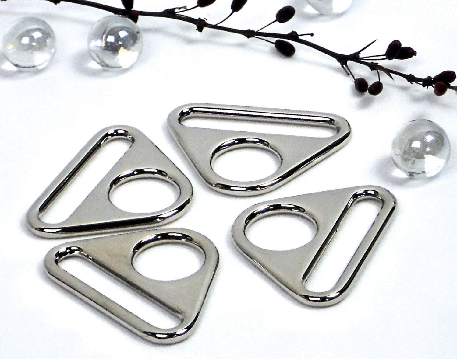 1 Inch Silver Purse Hardware, 6pc. Set Silver Triangular 2-hole Strap  Attachments, Bag Hardware Supplies Meimei Supplies in USA 