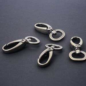 1/2" Swivel Hooks, 4 pc Set of  Push-Open Antique Brass Metal Purse Hardware at MeiMei Supplies Ready to Ship from USA