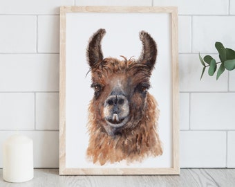 Llama Art Print • Watercolor Llama Print • Cute Llama Wall Decor • Watercolor Animal Art • Kids Room Decor • Llama Print Nursery • Alpaca