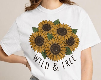 Sunflower TShirt Bouquet  Floral Nature Tee Wild & Free Vintage Boho Inspired Flower Lover Gardener Gift