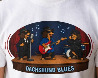 Dachshund Tee Shirt Blues Band Musicians Music Wiener Dog Lover Gift Harmonica Doxie Music Animal Frivolity