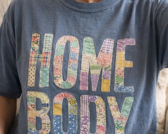 T-shirt Thuisshirt | Bloemen nep patchwork-letters, casual grafisch T-shirt