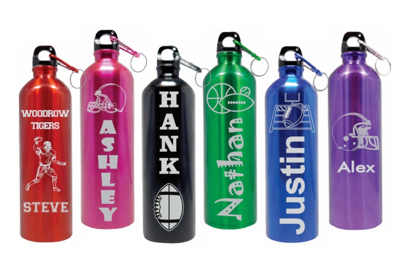 Personalized FOOTBALL Water Bottles Stainless Steel Custom Etsy