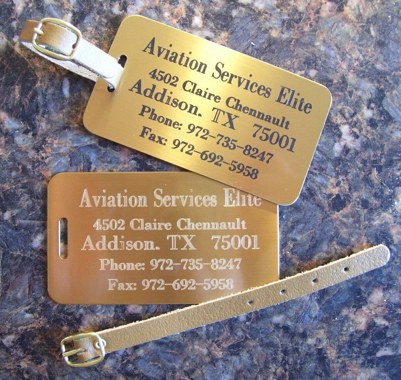 Engraved BRASS Luggage Tag Custom Engraved Personalized With Etsy