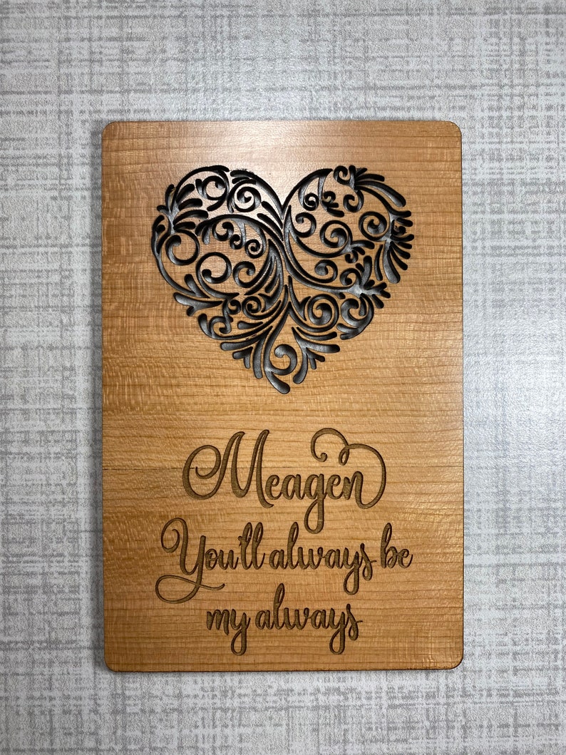 Laser Engraved Wooden Greeting Card Customization Options. Etsy