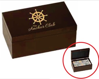 LASER ENGRAVED Custom Domino Set - Rosewood Finish - Custom Personalized Box -  Black, Gold or Silver Engraving *****FREE Shipping*****