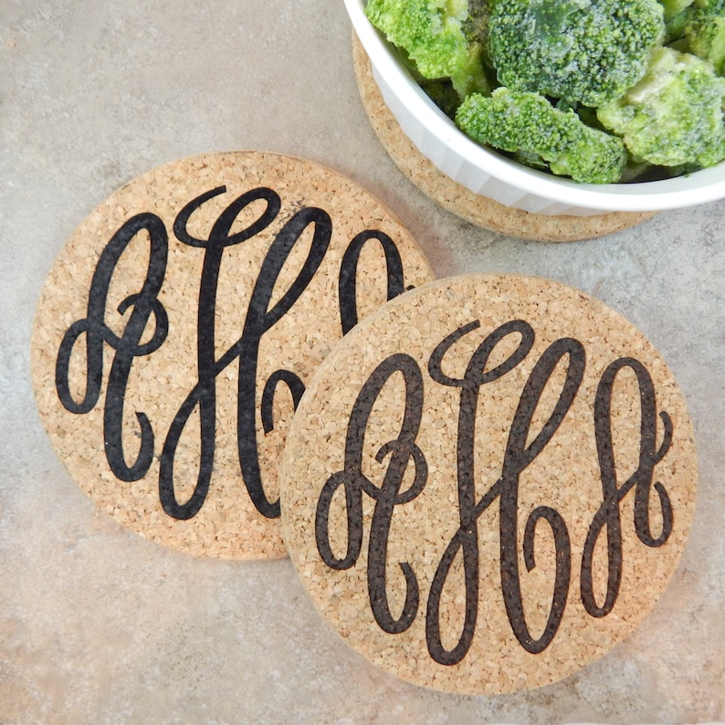 Personalized Kitchen Cork Hot Pads Trivets. Custom Engraved Etsy