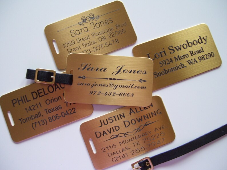 TWO XL Solid BRASS Luggage Tag Custom Engraved Personalized Etsy