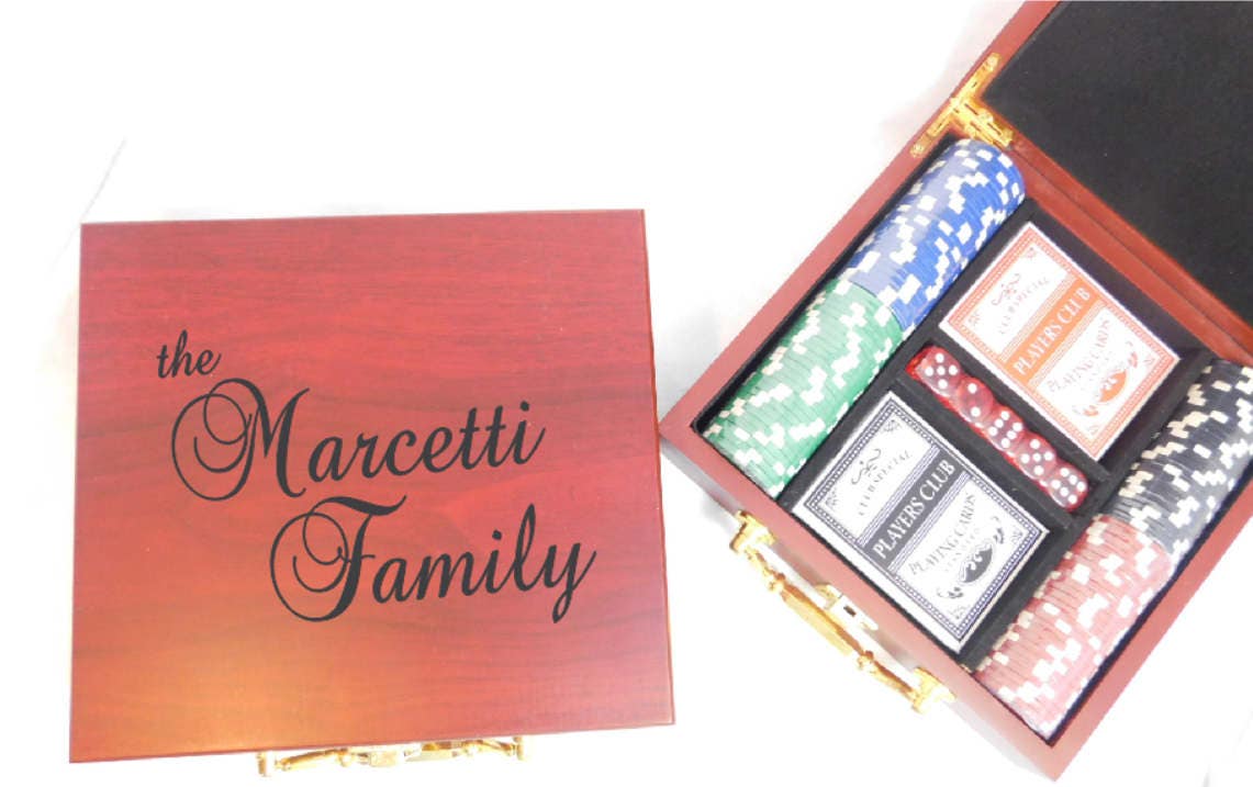 Personalized Poker Gift Set LASER Engraved Poker Set Game Etsy