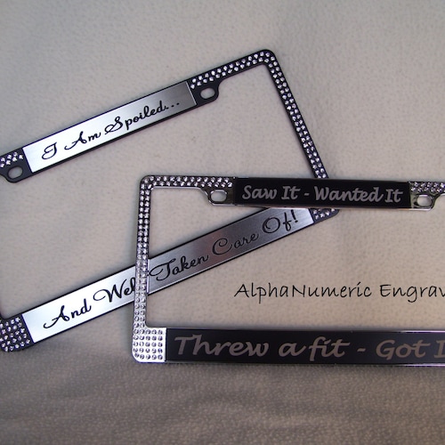 2 Black Metal Diamond Bling Glitter License Plate Frame Cover Crystal RhineStone - Foto 10