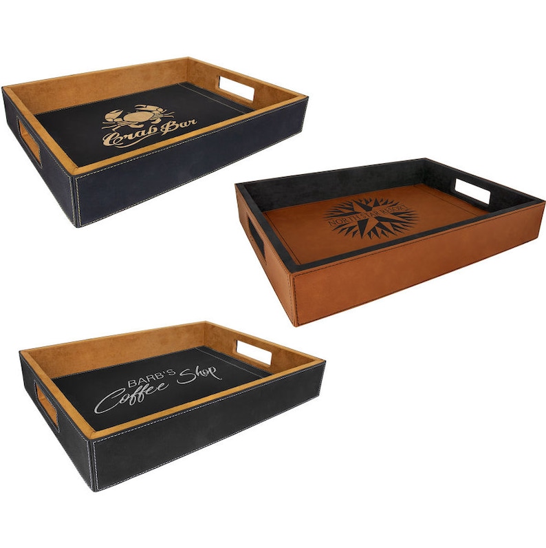 Personalized Leather Serving Tray Laser Engraved FREE Etsy
