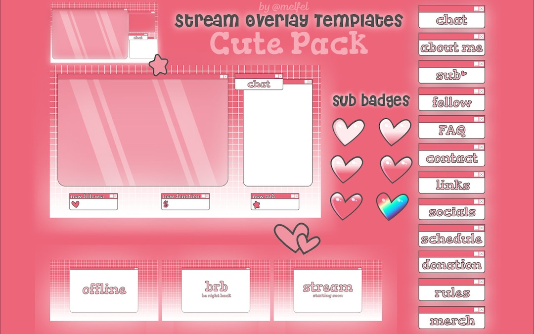 Cute Stream Overlay Template (customizable) | Stream | Twitch Panels ...