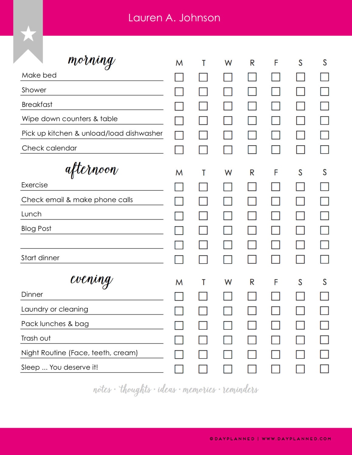 daily checklist daily checklist