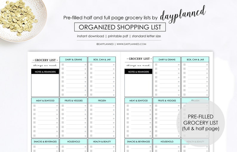 editable grocery list printable instant download by etsy