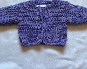 Purple Crochet Baby Cardigan Sweater