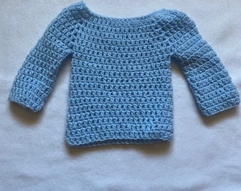 Crochet Light Blue Baby Sweater