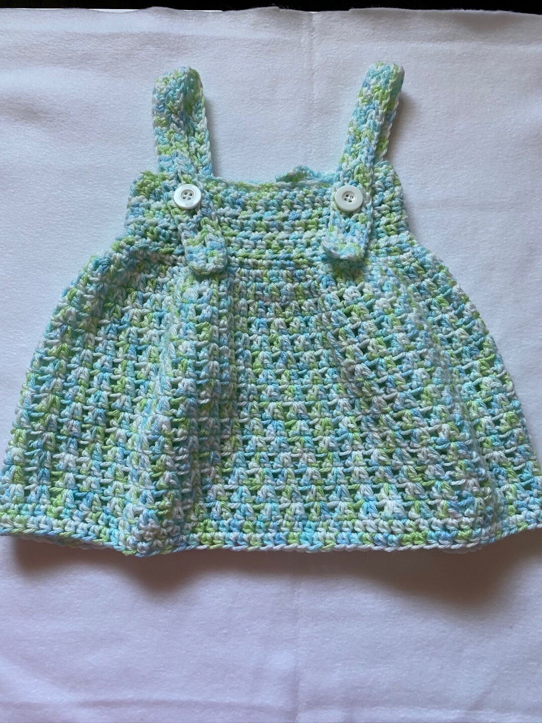 Blue, Green & White Variegated Baby Girl Tank Dress Etsy