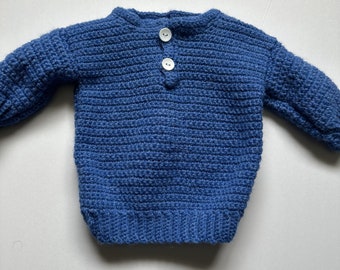 Blauwe babysweater met lange mouwen