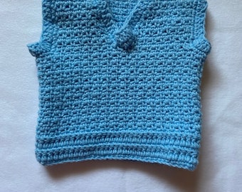 Crochet Light Blue Sleeveless Sweater