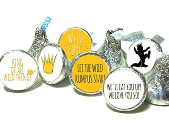 WHERE the WILD THINGS are inspired kiss stickers ~ fits individually wrapped Chocolate - Birthday - Baby Shower