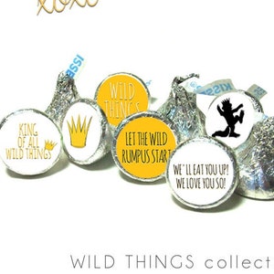 WHERE the WILD THINGS are inspired kiss stickers ~ fits individually wrapped Chocolate - Birthday - Baby Shower