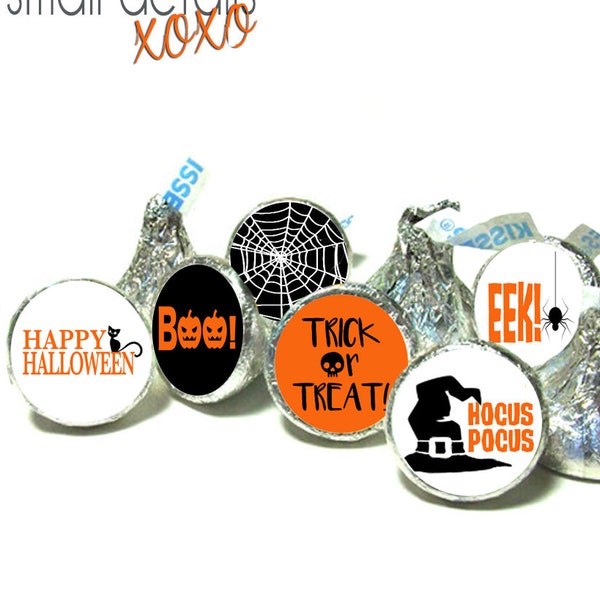 HALLOWEEN Trick or Treat kiss stickers ~ fits Hershey's Kisses® Chocolate - stickers ~ Allhalloween, All Hallows' Eve, or All Saints' Eve